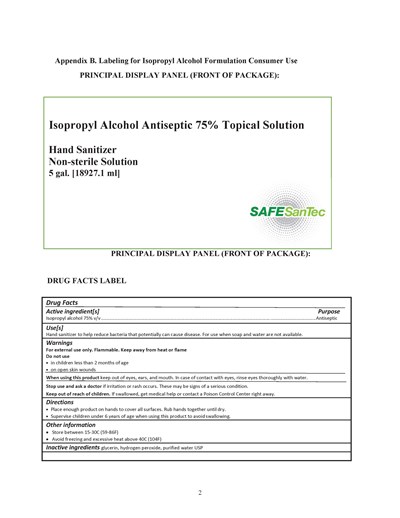 18927.1 mL Label (Safesantec Label Template 5gal Front And Back (1))